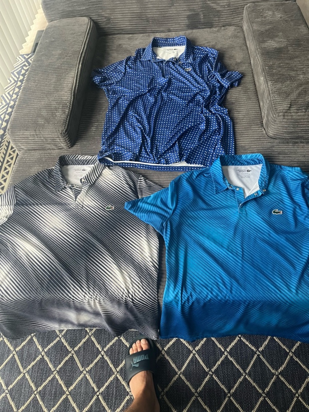 Lacoste Men's Blue Patterned Polo Bundle - Navy, Royal & Teal Blues